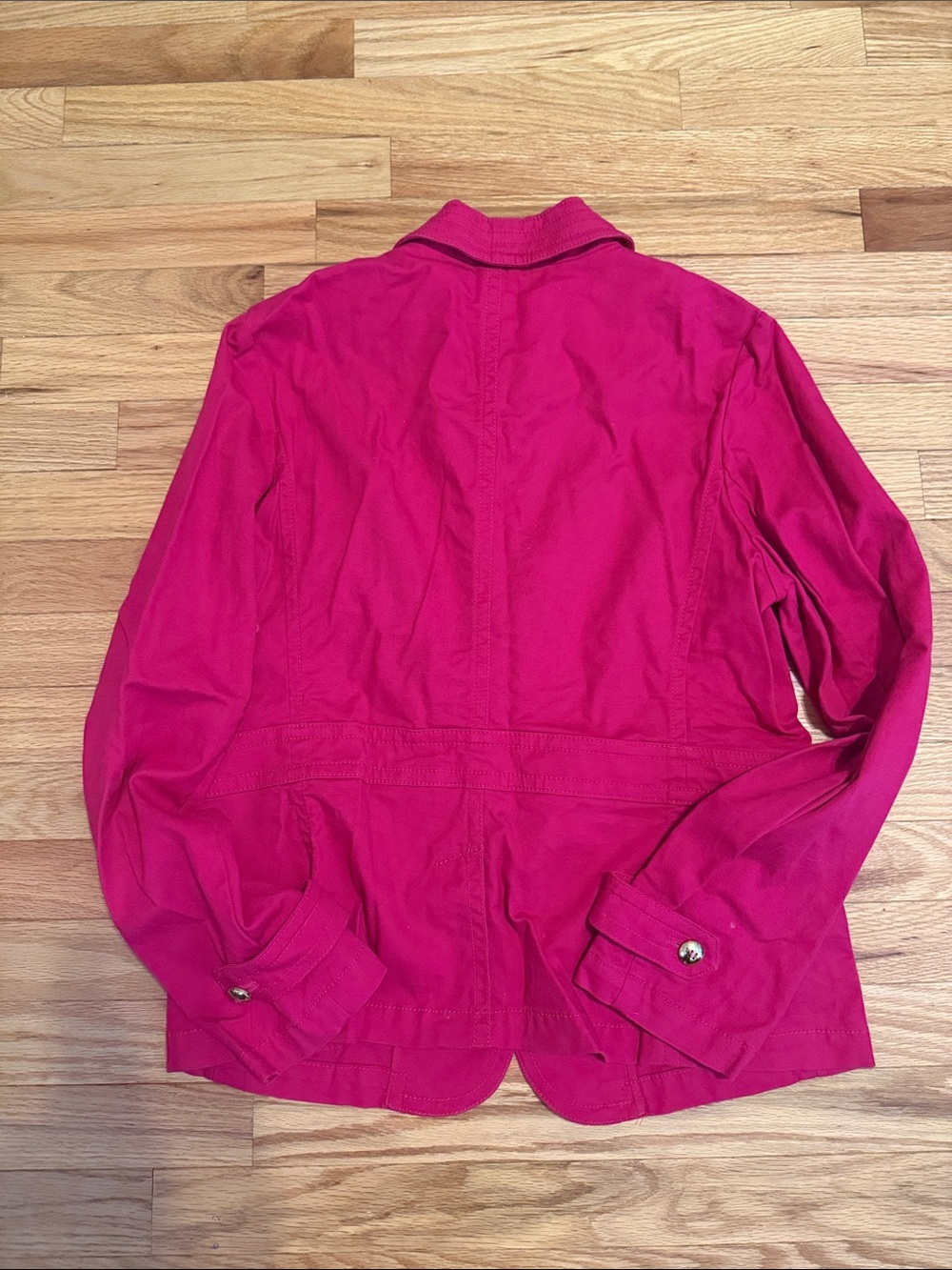 Talbots Deep Pink Button-Front Utility Jacket - Picture 3 of 4